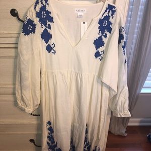 Anthropologie Dress with Cobalt Blue Woven Decals
